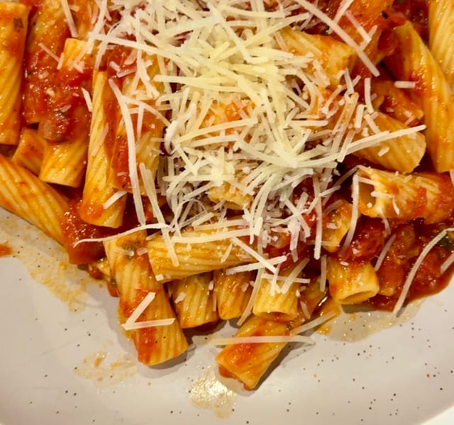 Rigatoni Marinara Sauce.